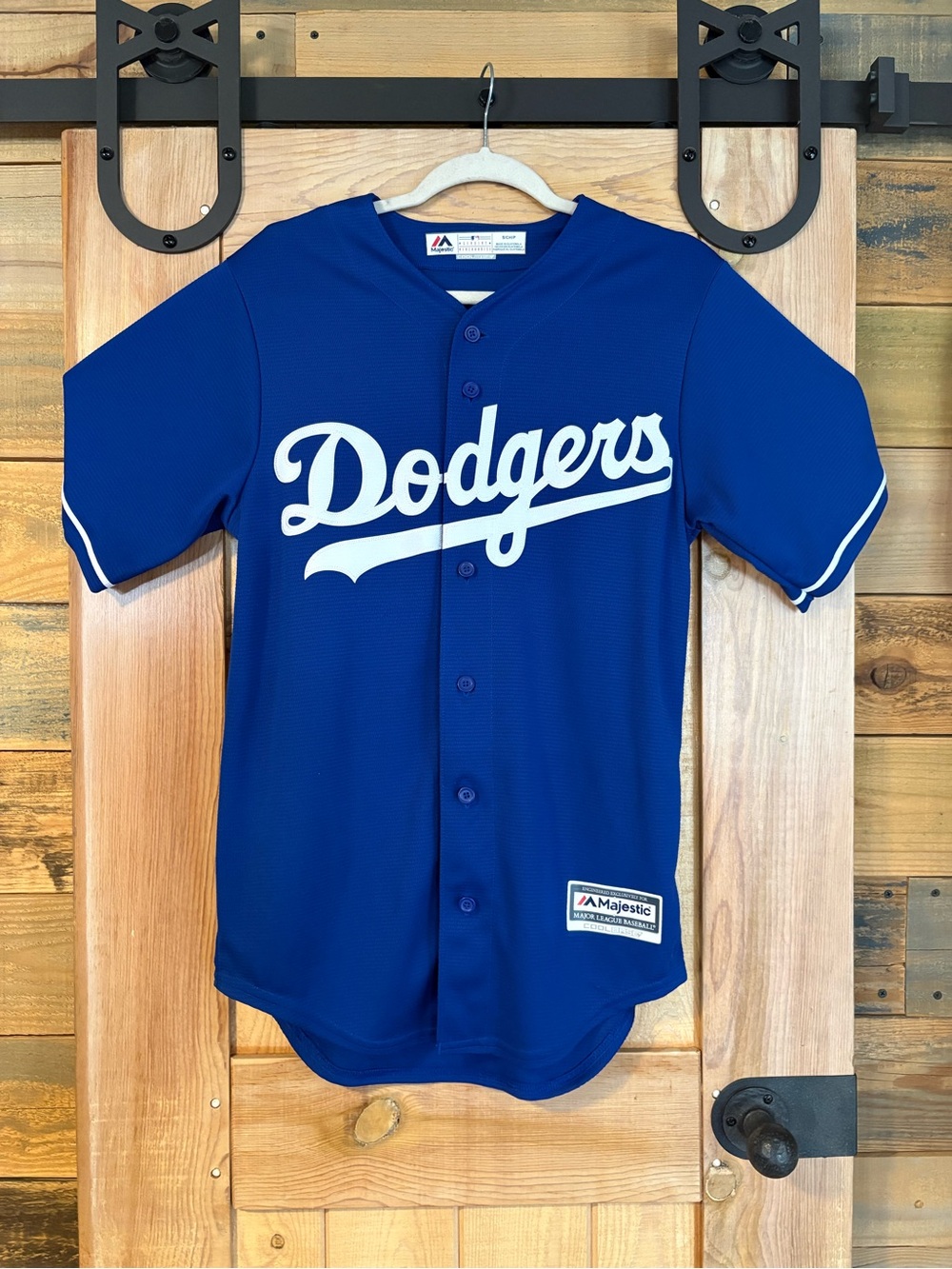 Majestic Dodgers Royal Blue Button-Front Mens Small Jersey